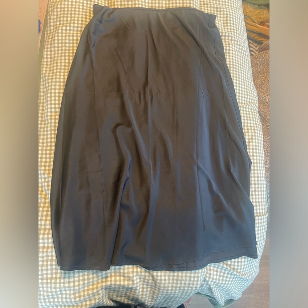 Brand new with tags black satin midi skirt